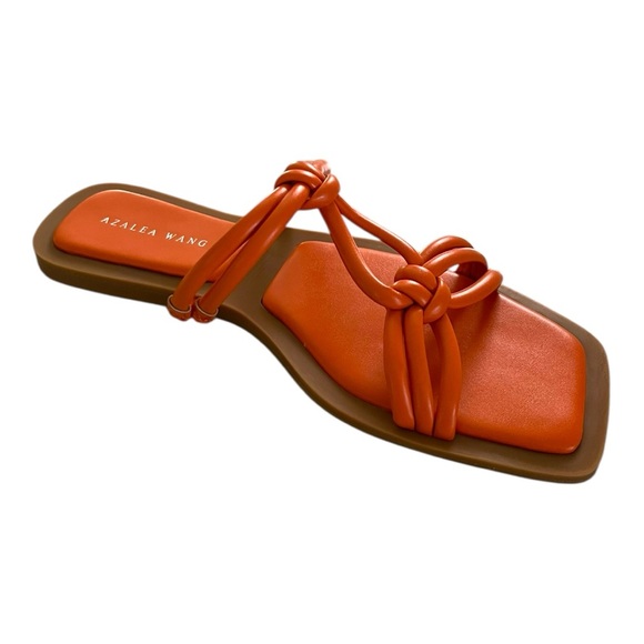 Azalea Wang Stetson-Orange Tubular Straps Flat Sandal, 7 - Picture 6 of 8